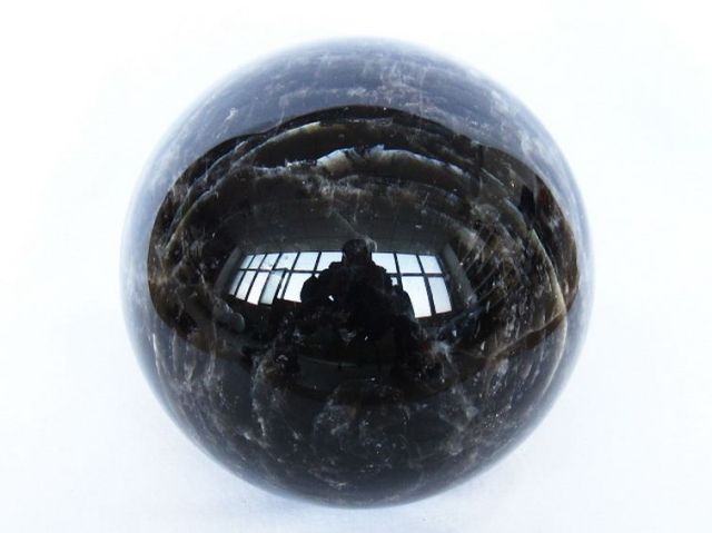 12.1Kgモリオン 純天然 黒水晶 丸玉 210mm [t572-12101]