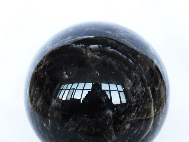 12.1Kgモリオン 純天然 黒水晶 丸玉 210mm [t572-12101]