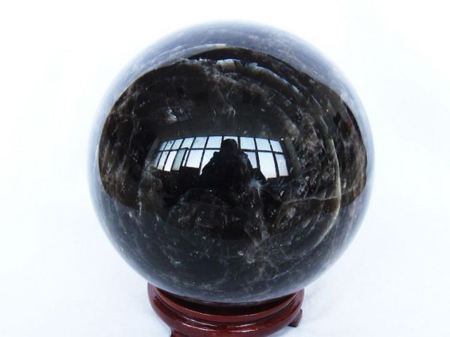 12.1Kgモリオン 純天然 黒水晶 丸玉 210mm [t572-12101]