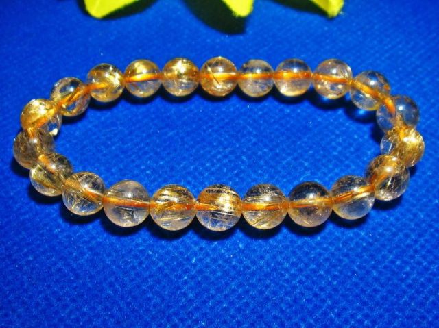ゴールドタイチンルチルブレスレット 8mm [T6-5179]