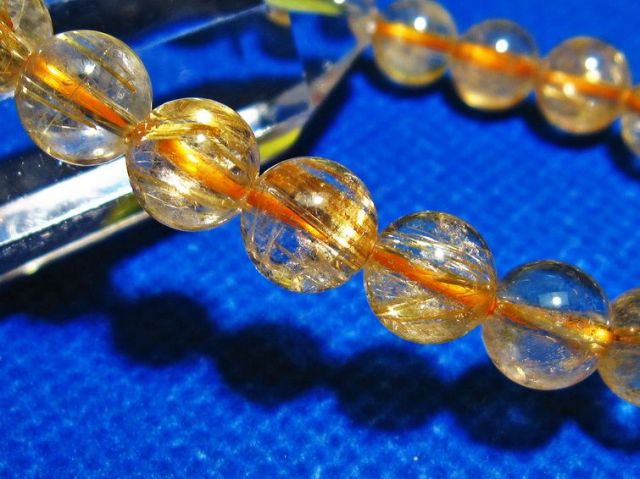 ゴールドタイチンルチルブレスレット 8mm [T6-5179]