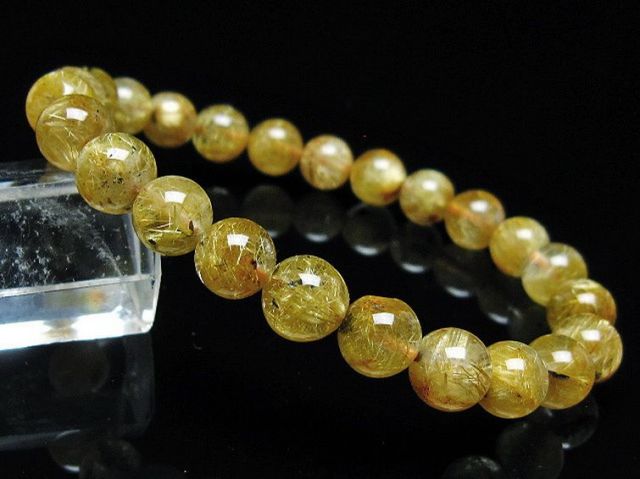 ゴールドタイチンルチルブレスレット 8mm [T6-5812]