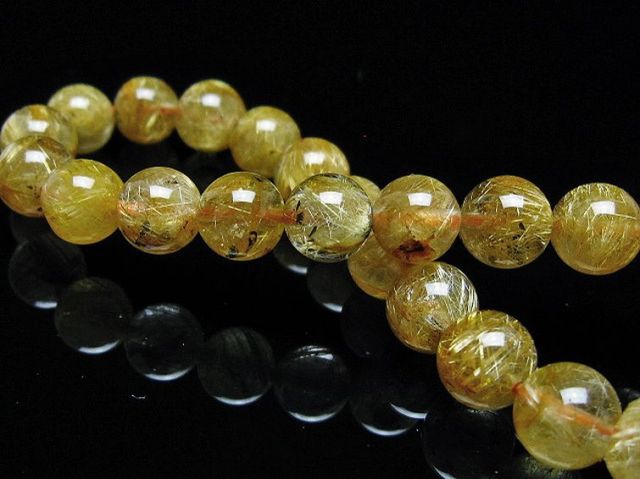ゴールドタイチンルチルブレスレット 8mm [T6-5812]