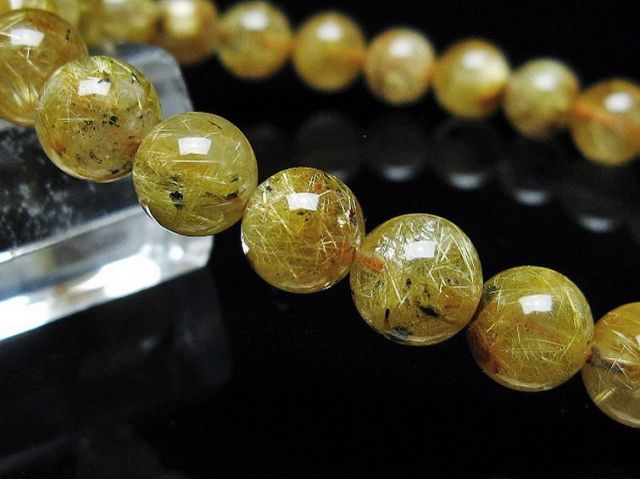 ゴールドタイチンルチルブレスレット 8mm [T6-5812]