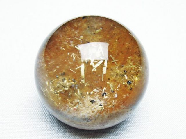 ゴールドタイチンルチル入り水晶丸玉 42mm [T637-4670]
