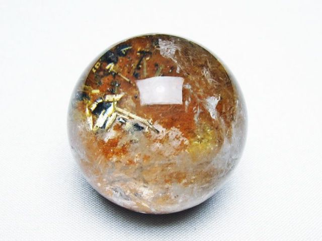 ゴールドタイチンルチル入り水晶丸玉 40mm [T637-4682]