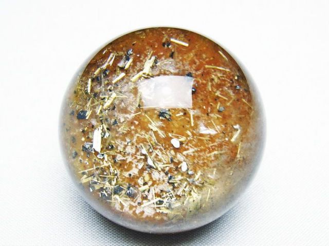 ゴールドタイチンルチル入り水晶丸玉 42mm [T637-4723]