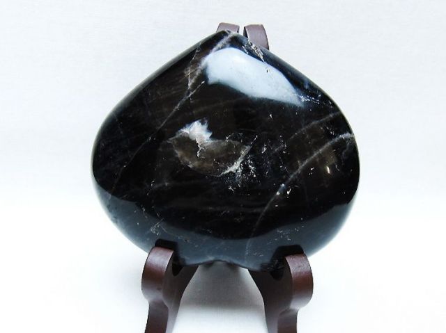 モリオン 純天然 黒水晶 ハート 置物[T643-4726]
