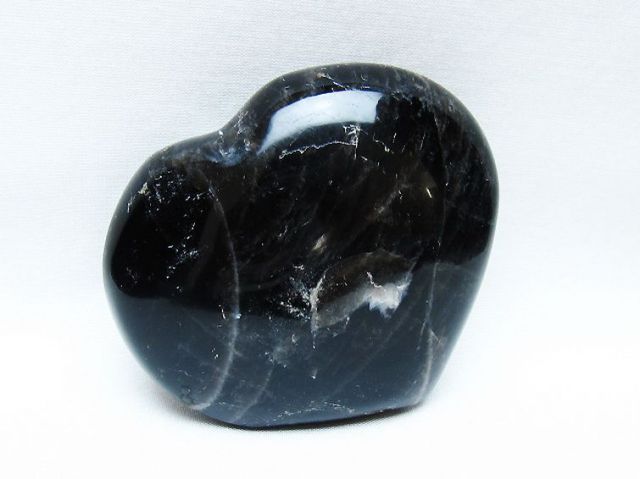 モリオン 純天然 黒水晶 ハート 置物[T643-4726]