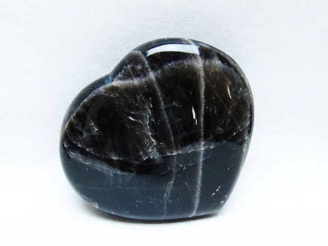 モリオン 純天然 黒水晶 ハート 置物[T643-4729]