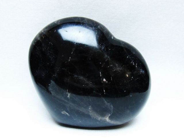 モリオン 純天然 黒水晶 ハート 置物 [t643-4746]