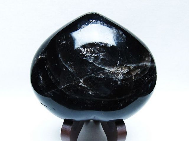 モリオン 純天然 黒水晶 ハート 置物 [t643-4751]