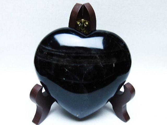 パワーストーン 天然石 モリオン 純天然 黒水晶 ハート 置物[T643-4757]