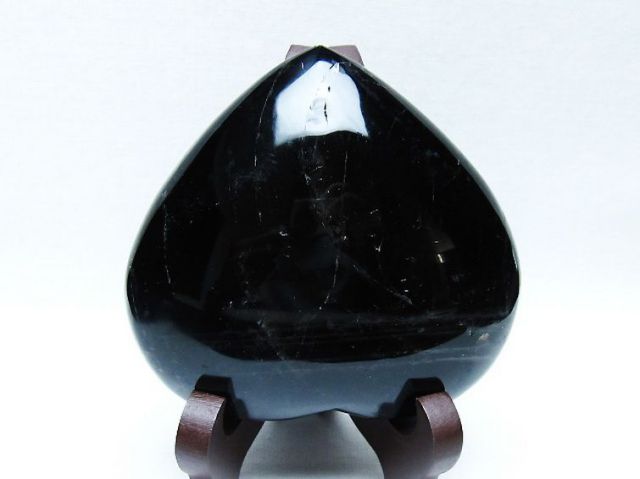 モリオン 純天然 黒水晶 ハート 置物[T643-4757]
