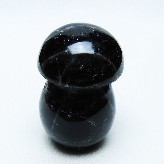 モリオン 純天然 黒水晶 きのこ 置物[T653-4101]