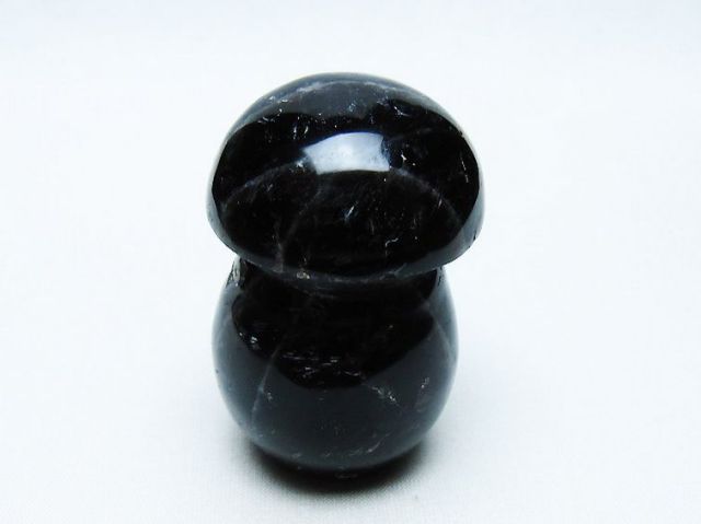 モリオン 純天然 黒水晶 きのこ 置物[T653-4101]
