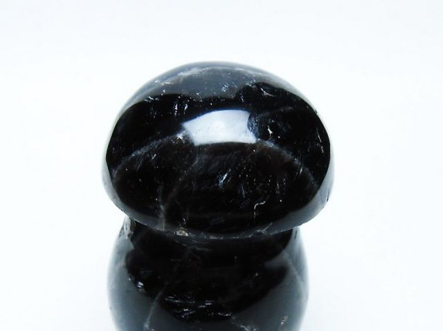 モリオン 純天然 黒水晶 きのこ 置物[T653-4101]