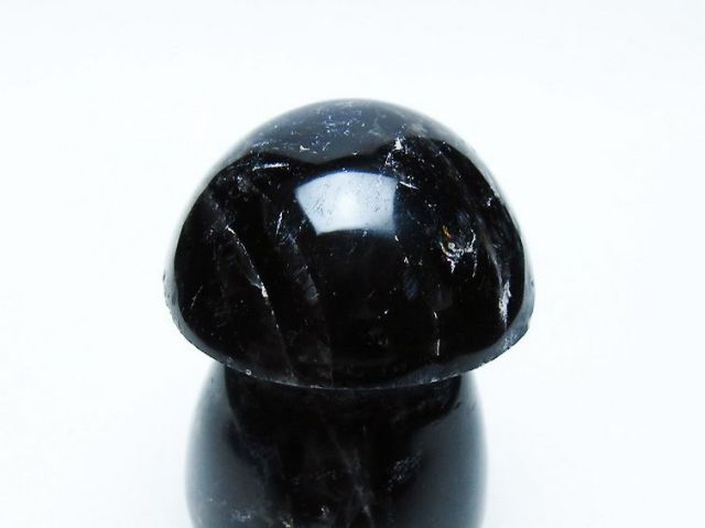 モリオン 純天然 黒水晶 きのこ 置物[T653-4129]