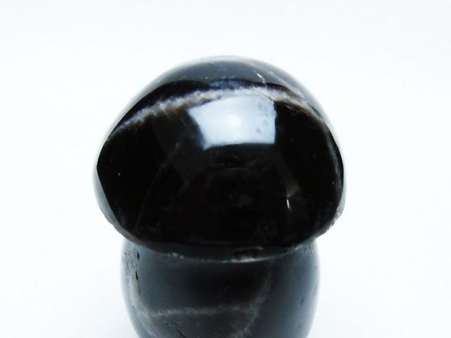 モリオン 純天然 黒水晶 きのこ 置物[T653-4156]