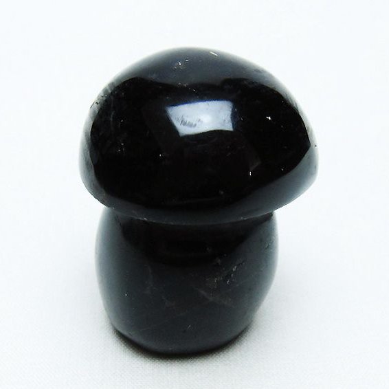 モリオン 純天然 黒水晶 きのこ 置物[T653-4217]