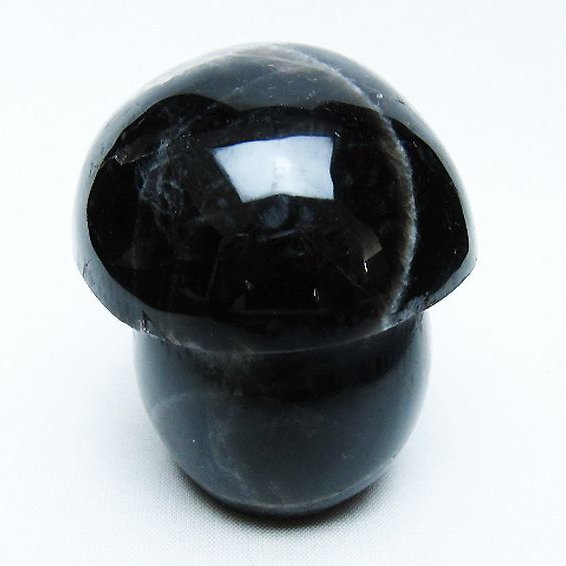 モリオン 純天然 黒水晶 きのこ 置物[T653-4271]