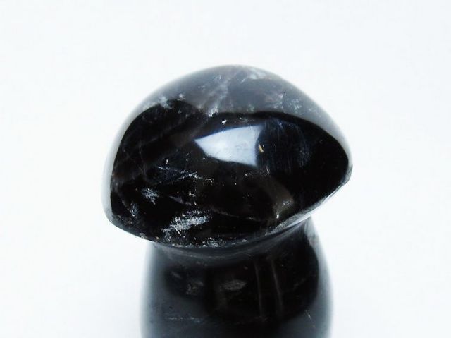 モリオン 純天然 黒水晶 きのこ 置物[T653-4297]