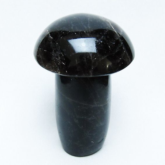 モリオン 純天然 黒水晶 きのこ 置物[T653-4315]