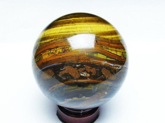 1.1Kgパワーストーン 天然石 アイアンタイガーアイ丸玉 89mm [T671-5992]