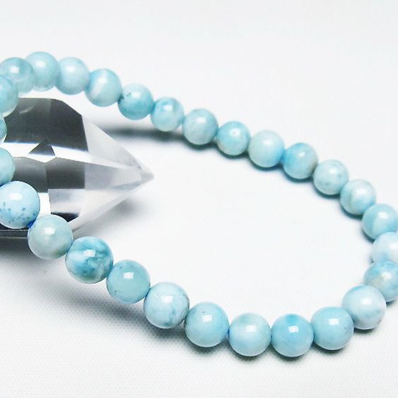ラリマー ブレスレット7mm玉【 ドミニカ共和国産】【内周16cm 】 天然石 パワーストーン 66090 ラリマー 7mm 5A ドミニカ共和国産