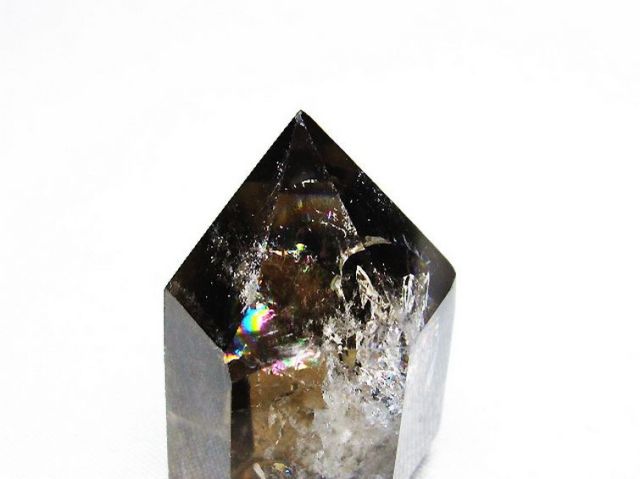 虹入りライトニング水晶ガーデンクォーツ（庭園水晶）六角柱[T705-7283]