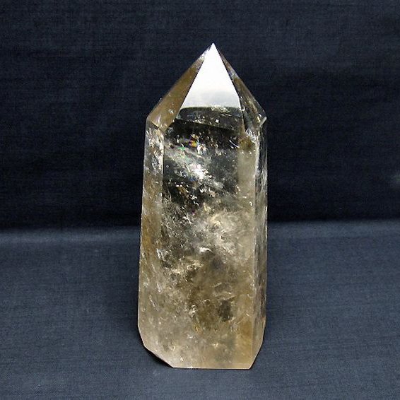 虹入りライトニング水晶ガーデン水晶六角柱 [t705-7641]