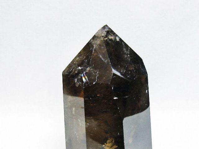 虹入りライトニング水晶ガーデン水晶六角柱 [t705-7663]