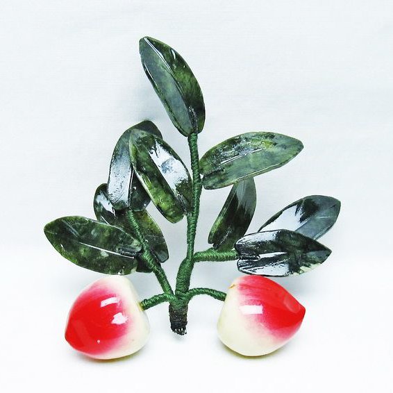 アゲートモモ鉢植え置物[T726-1464]