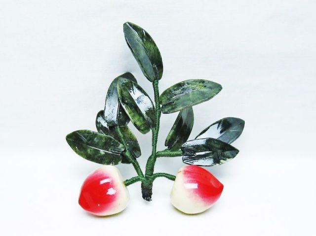 アゲートモモ鉢植え置物[T726-1464]