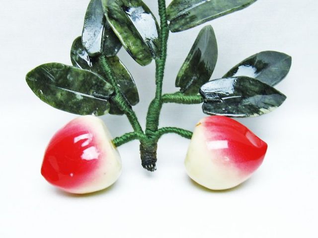 アゲートモモ鉢植え置物[T726-1464]