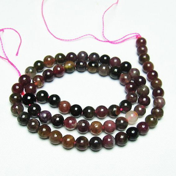 ミックスカラー トルマリン 一連 ビーズ6mm[T75-6943]