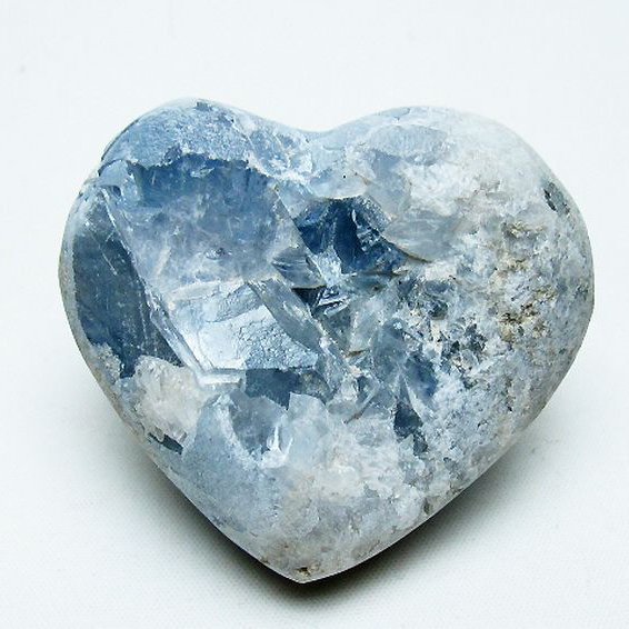 セレスタイト 天青石 ハートシェイプ 原石[T756-6120]