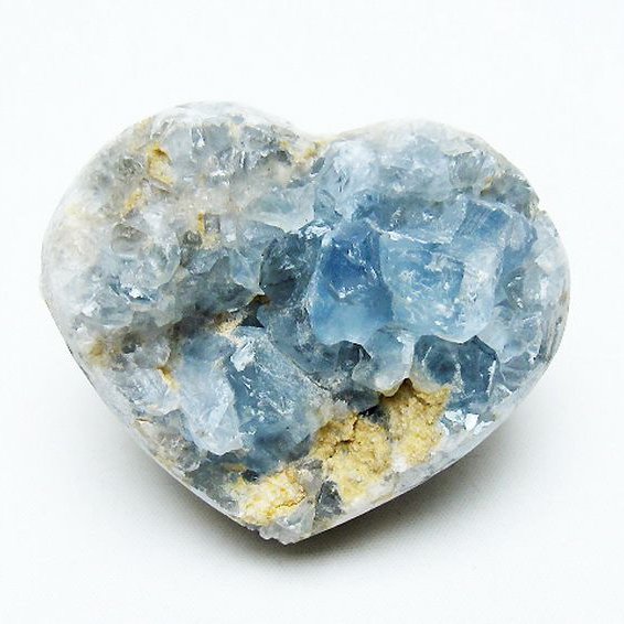 セレスタイト 天青石 ハートシェイプ 原石[T756-6125]