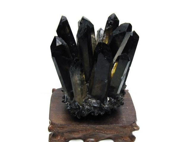 黒水晶 ブラッククォーツ クラスター [t802-5937]