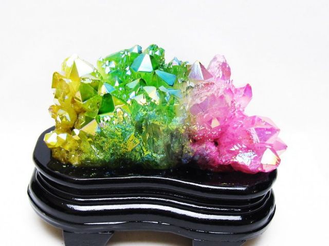 オーラ水晶 オーラクリスタル クラスター (レインボー)[T802-6200]
