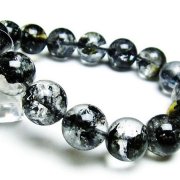 ブラックエレスチャルクォーツ骸骨水晶ブレスレット14mm