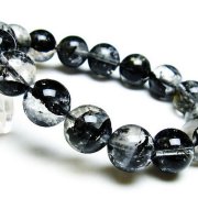ブラックエレスチャルクォーツ 骸骨水晶 ブレスレット 13mm [T124-5060]