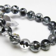 ブラックエレスチャルクォーツ骸骨水晶ブレスレット12mm