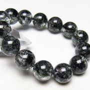 ブラックエレスチャルクォーツ 骸骨水晶 ブレスレット 16mm [t124-5403]