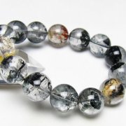 ブラックエレスチャルクォーツ 骸骨水晶 ブレスレット 16mm [t124-5425]