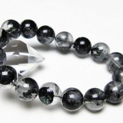 ブラックエレスチャルクォーツ 骸骨水晶 ブレスレット 13mm [t124-5561]