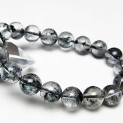 ブラックエレスチャルクォーツ骸骨水晶ブレスレット12mm
