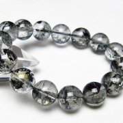 ブラックエレスチャルクォーツ 骸骨水晶 ブレスレット 14mm [t124-5624]