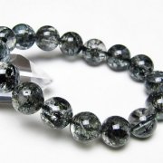 ブラックエレスチャルクォーツ 骸骨水晶 ブレスレット 13mm [t124-5675]