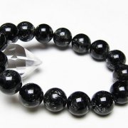 ブラックエレスチャルクォーツ 骸骨水晶 ブレスレット 14mm [t124-5680]